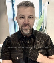 Load image into Gallery viewer, Quilted Black Leather Shirt
